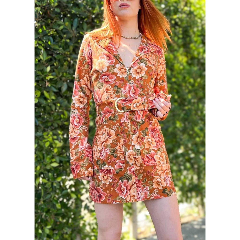 Show Me Your Mumu Outlaw Long Sleeve Dress in Garden Harvest Denim M NWT